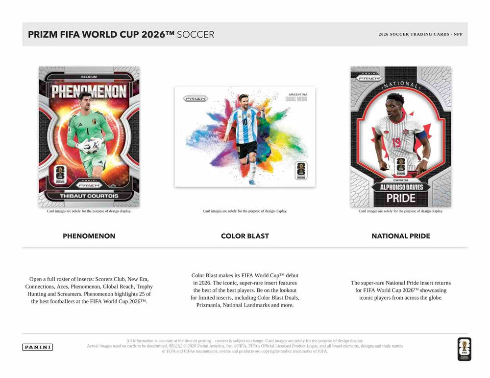 Panini 2026 Prizm FIFA World Cup Soccer sample cards and parallels